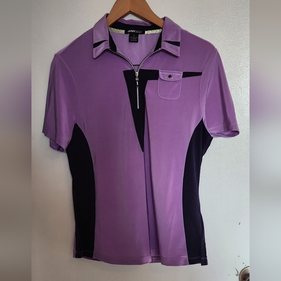 DKNY Golf Purple and Black Short Sleeve Top - Picture 3 of 5